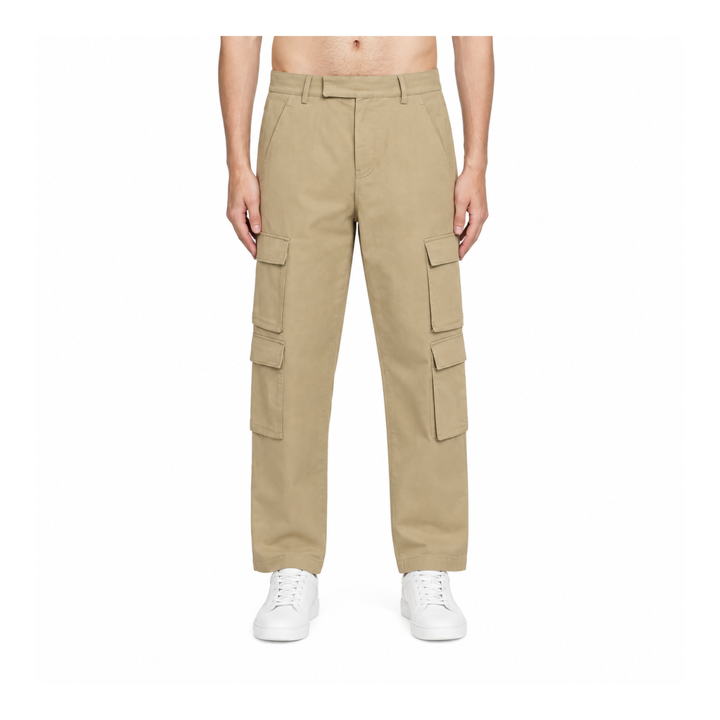 Thom Browne Style Men's Casual Cargo Pants - 100% Cotton with Adjustable Backstrap with Signature...
