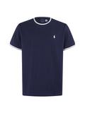 Men's Ringer‑Trim Crew‑Neck Short‑Sleeve T‑Shirt, Small Pony Embroidery
