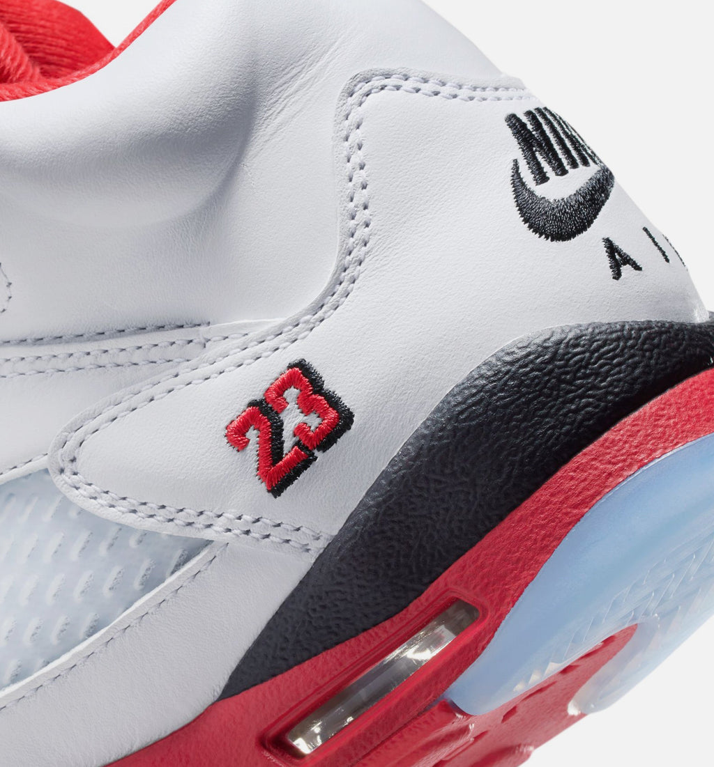 Air Jordan 5 Retro Fire Red Big Kids' Lifestyle Shoes - White/Fire Red/Black