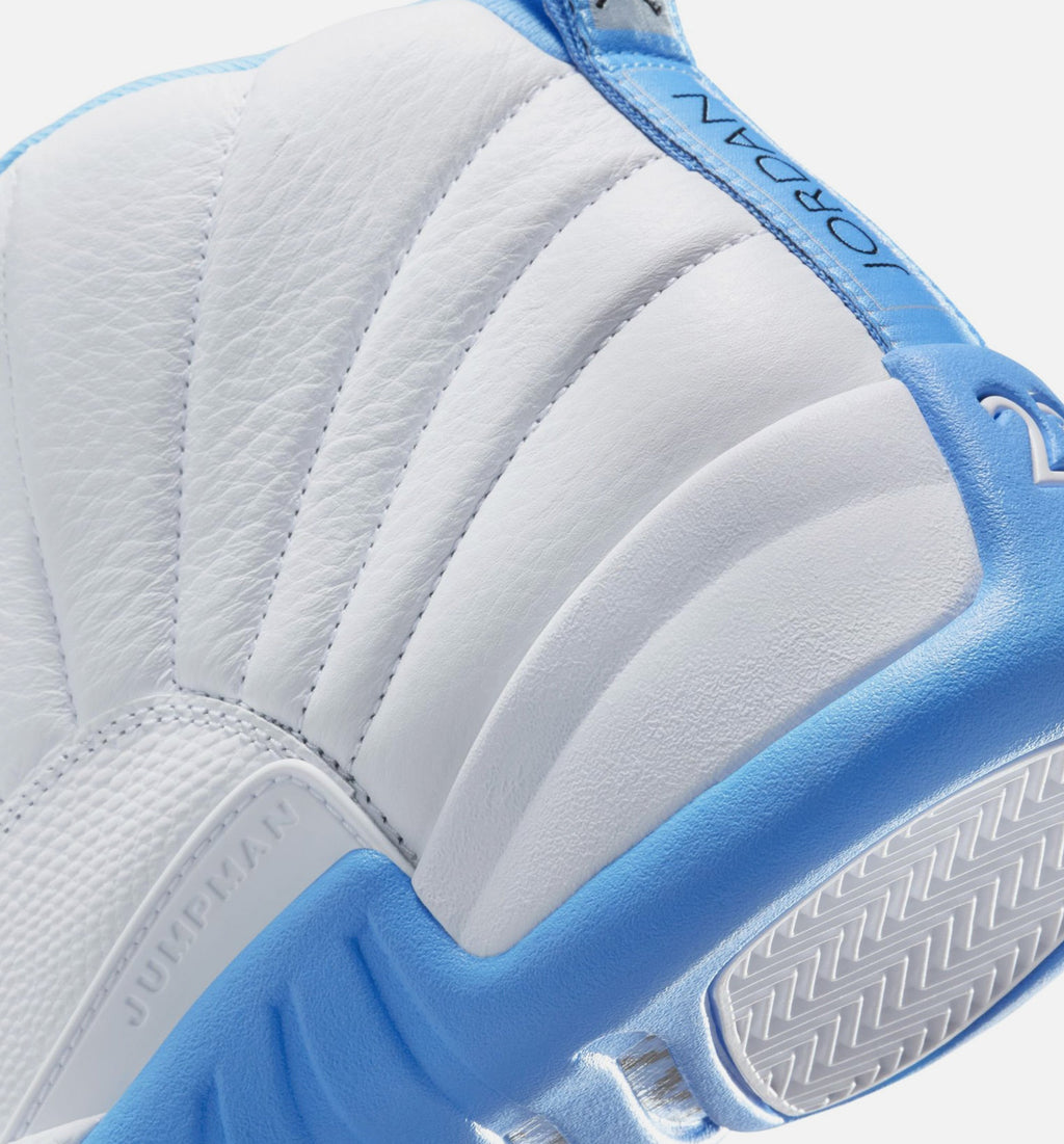 Air Jordan 12 Retro White and University Blue Men's Lifestyle Shoe – White/University Blue/Metallic Silver