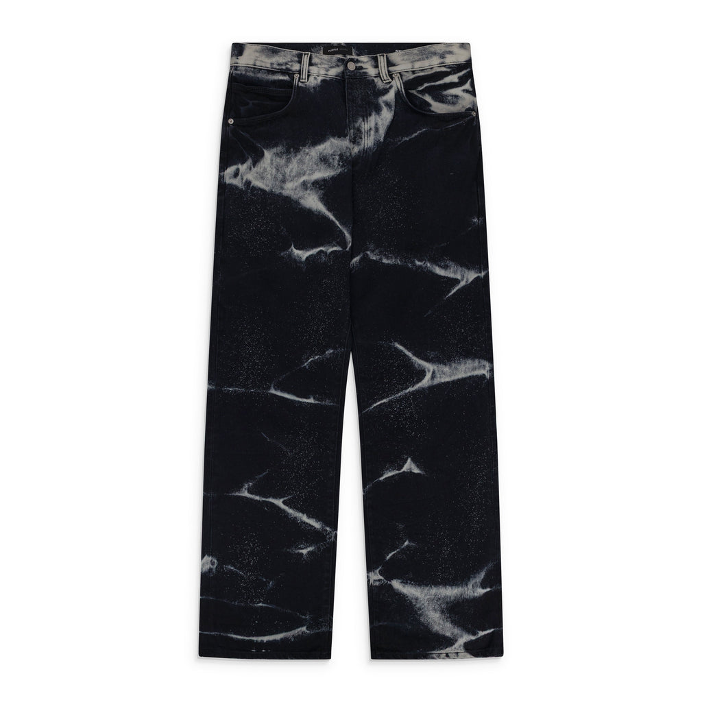 Black Marble Coated Baggy Fit Jeans