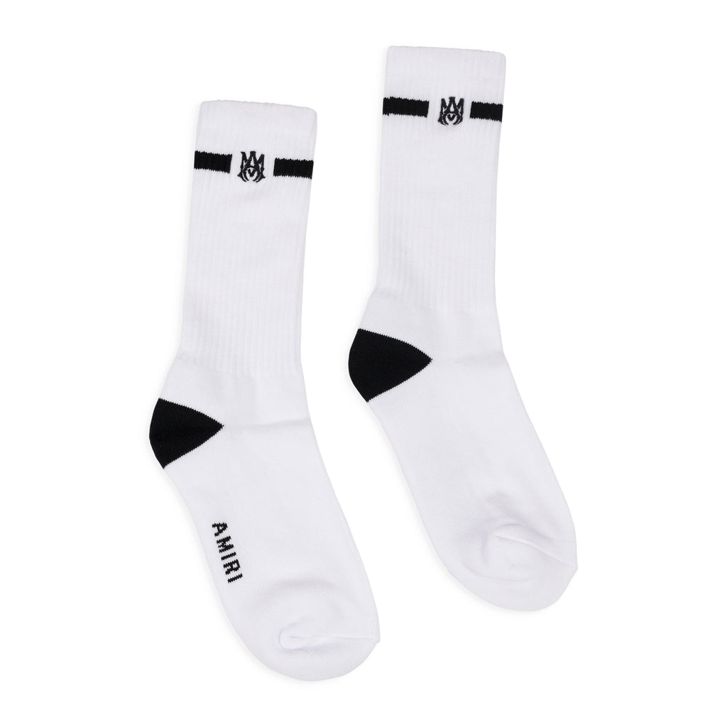 Black/White MA Embroidery Patch Socks