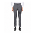 Thom Browne Style Men's Tailored Suit Pants with Signature Four-Bar Detail