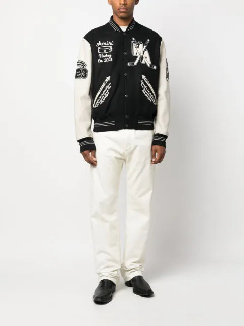 AMIRI logo-appliqué varsity jacket