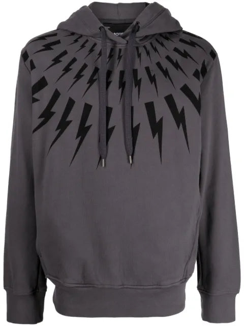 Neil Barrett Thunderbolt-print cotton hoodie