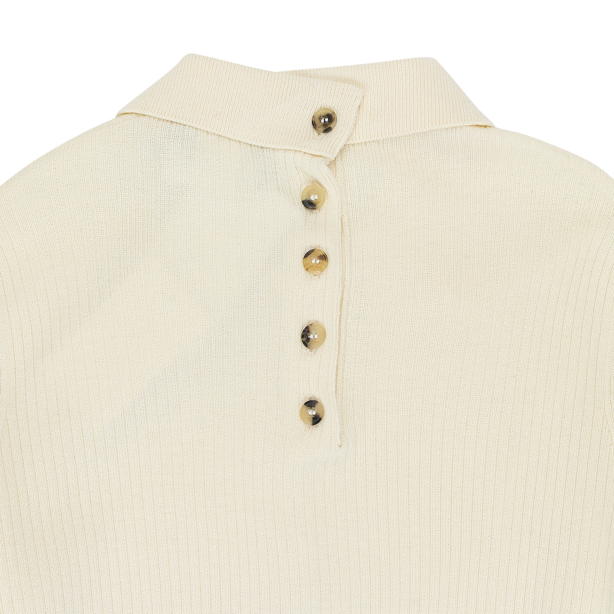 NATURAL MULTI-BUTTON LIGHT WOOL POLO SHIRT