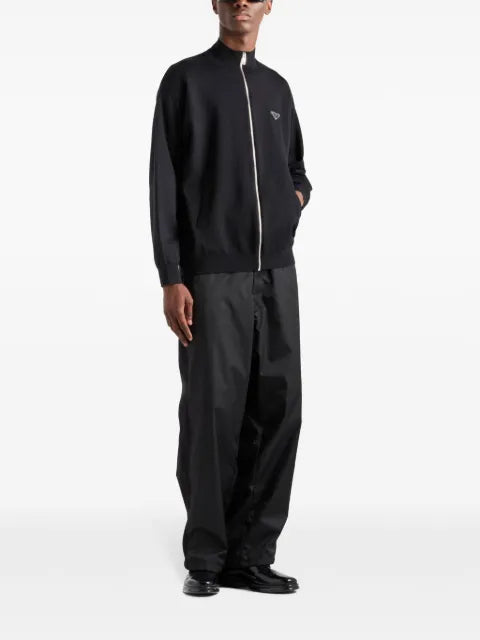 Prada logo-plaque zip-up cardigan