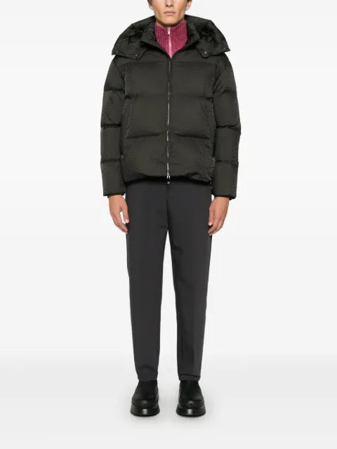Emporio Armani logo-lettering hooded down jacket