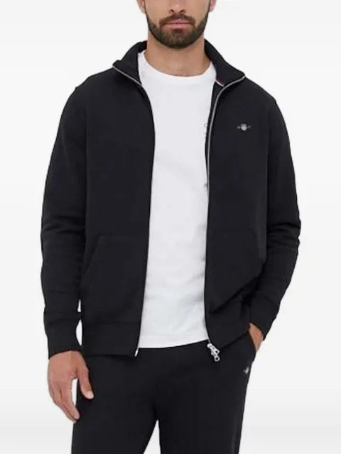 Gant Shield logo-embroidered zip-neck sweater
