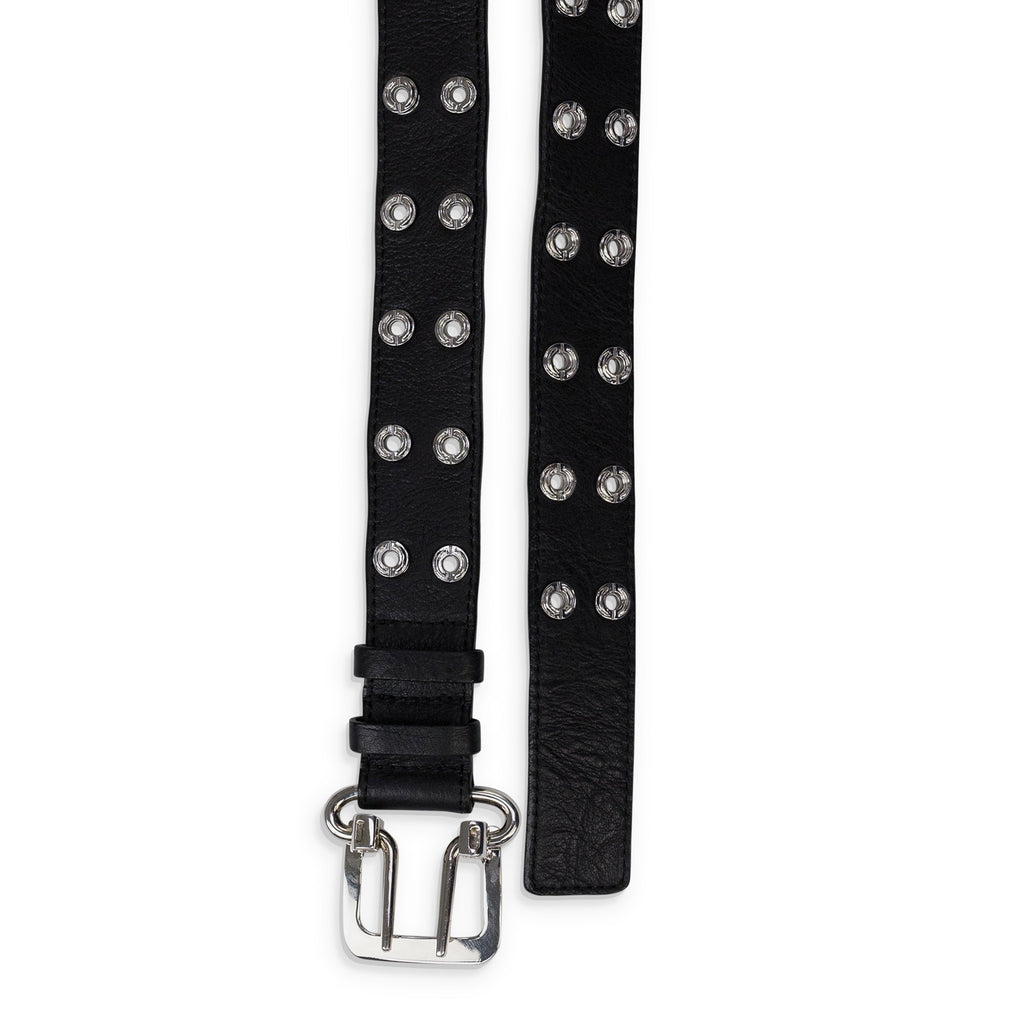 Black Grommet Leather Belt