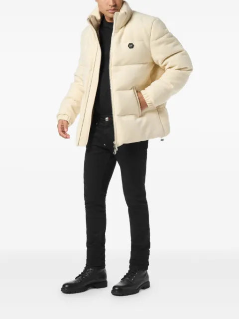 Philipp Plein quilted embroidered puffer jacket
