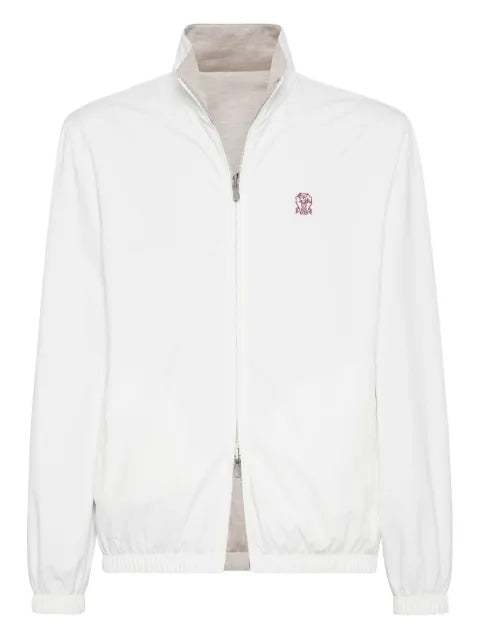 Brunello Cucinelli logo-embroidered zip-up jacket