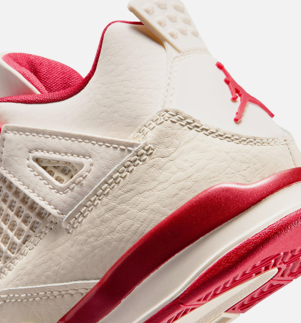 Air Jordan 4 Retro Valentine's Day Preschool Shoes - Ivory/Red
