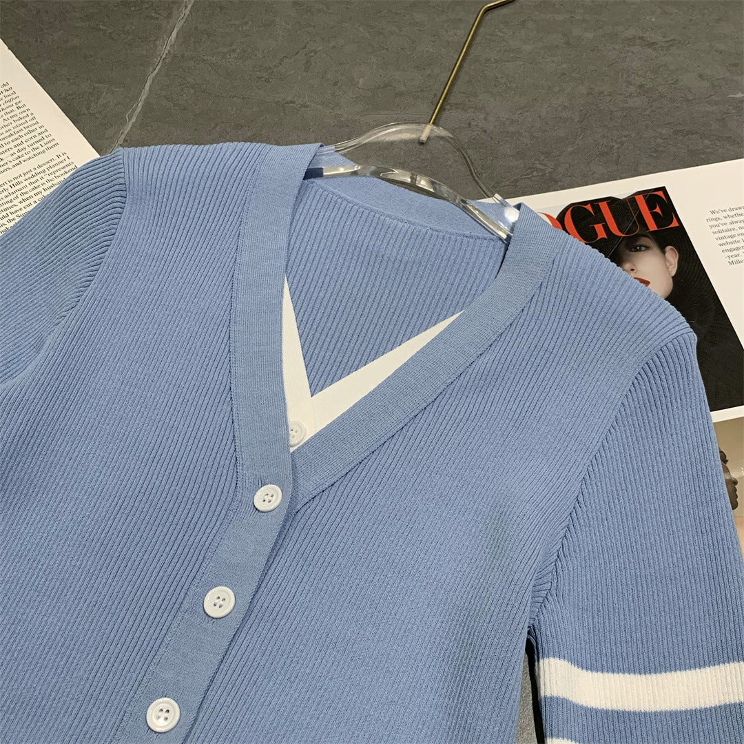 Thom Browne Sexy Faux Two-Piece Knitted Cardigan