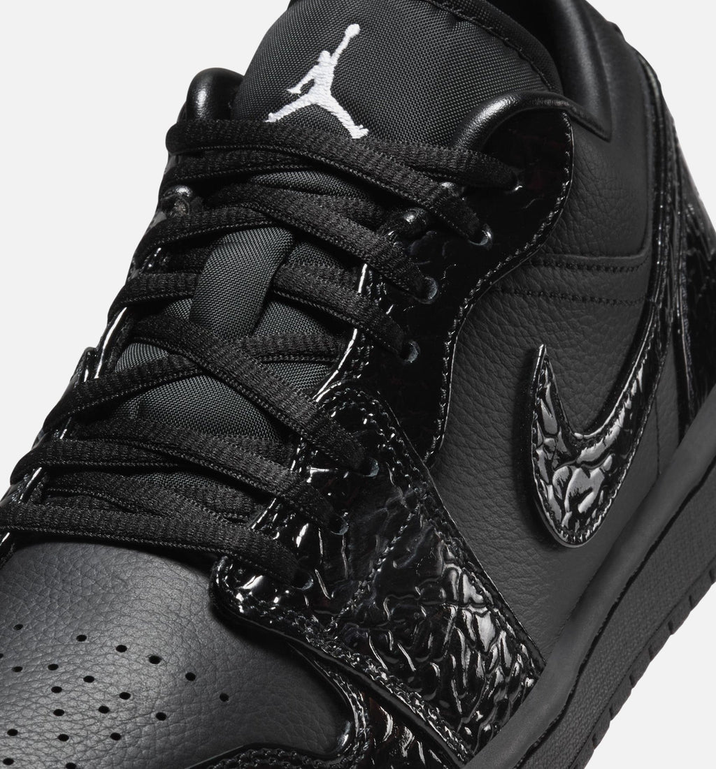 Air Jordan 1 Low Patent Elephant Women's Shoes - Black/White/Metallic Silver