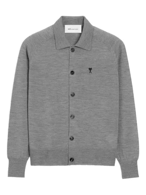 AMI Paris wool shirt collar Ami de Coeur cardigan