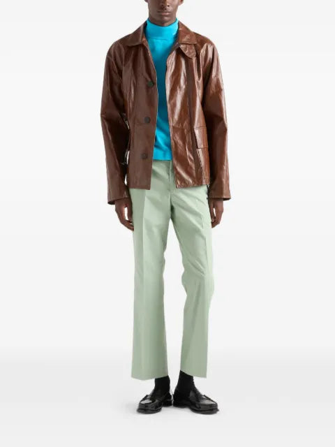 Prada  vintage-look leather blouson jacket
