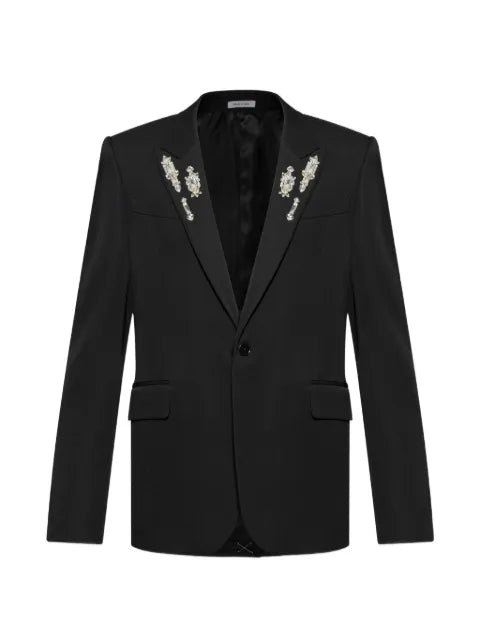 Alexander McQueen embellished-lapel blazer