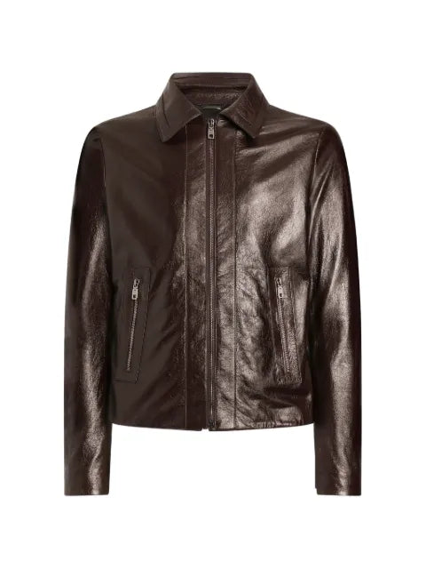 Dolce & Gabbana intarsia leather jacket