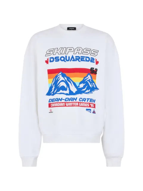 DSQUARED2 Ski Pass graphic-print crew-neck cotton sweatshirt