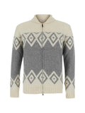 Kangra geometric-pattern zip-up cardigan