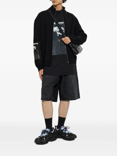 Balenciaga knitted zip-up cardigan with patches