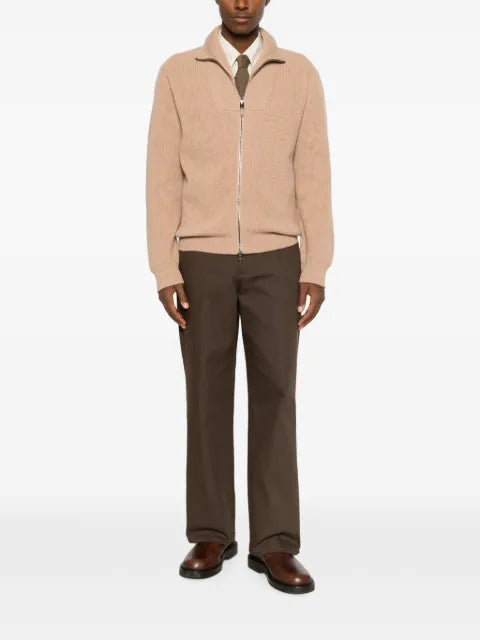 Canali zip-up ribbed sweater