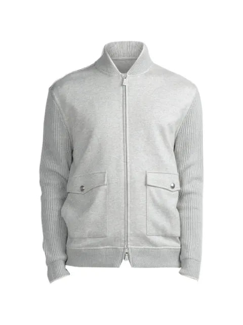 Eleventy ribbed-knit panelled jacket
