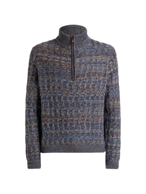ETRO cable-knit cashmere sweater with zip