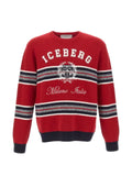 Iceberg embroidered striped wool sweater