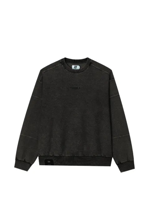 izzue logo-embroidered acid-wash sweater
