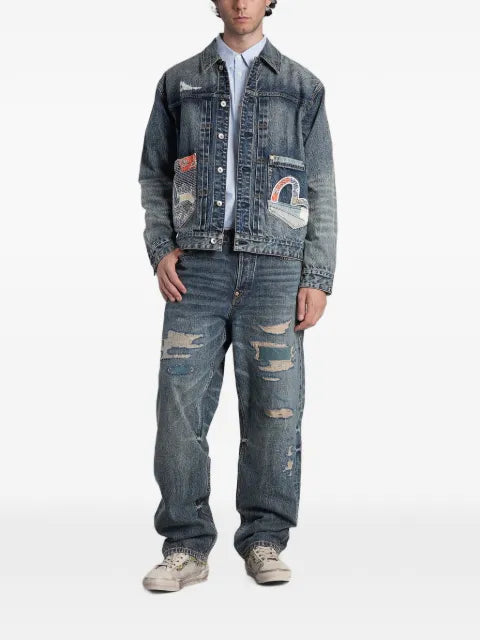 EVISU patchwork Seagull denim jacket