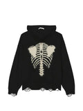 FIVE CM skeleton-motif distressed hoodie