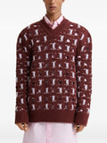 Marni brown wool-cashmere sweater with cut-out polka dots