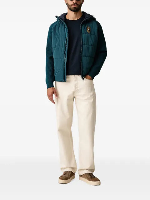 Aeronautica Militare quilted panel-ribbed hooded jacket