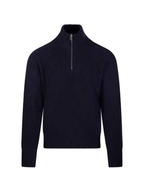 Diana Studio Trucker ribbed-knit half-zip sweater