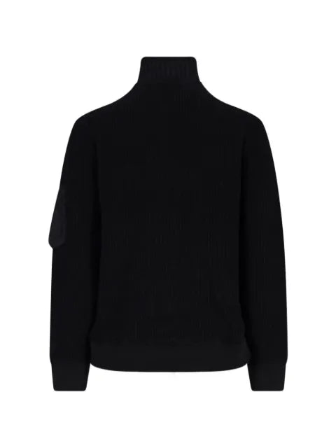 sacai ribbed-knit panelled jacket