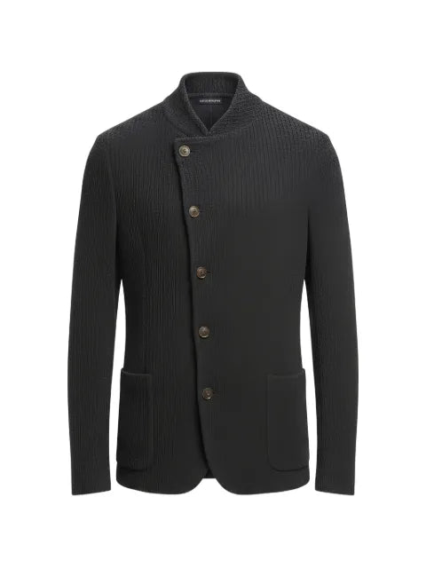 Emporio Armani asymmetric-fastening textured-knit cardigan