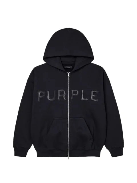 Purple Brand logo-patch zip-up hoodie