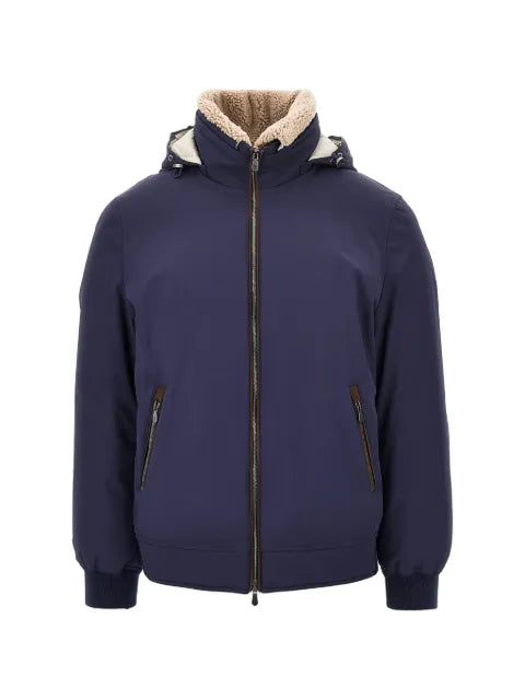 Brunello Cucinelli shearling-collar detachable-hood padded jacket