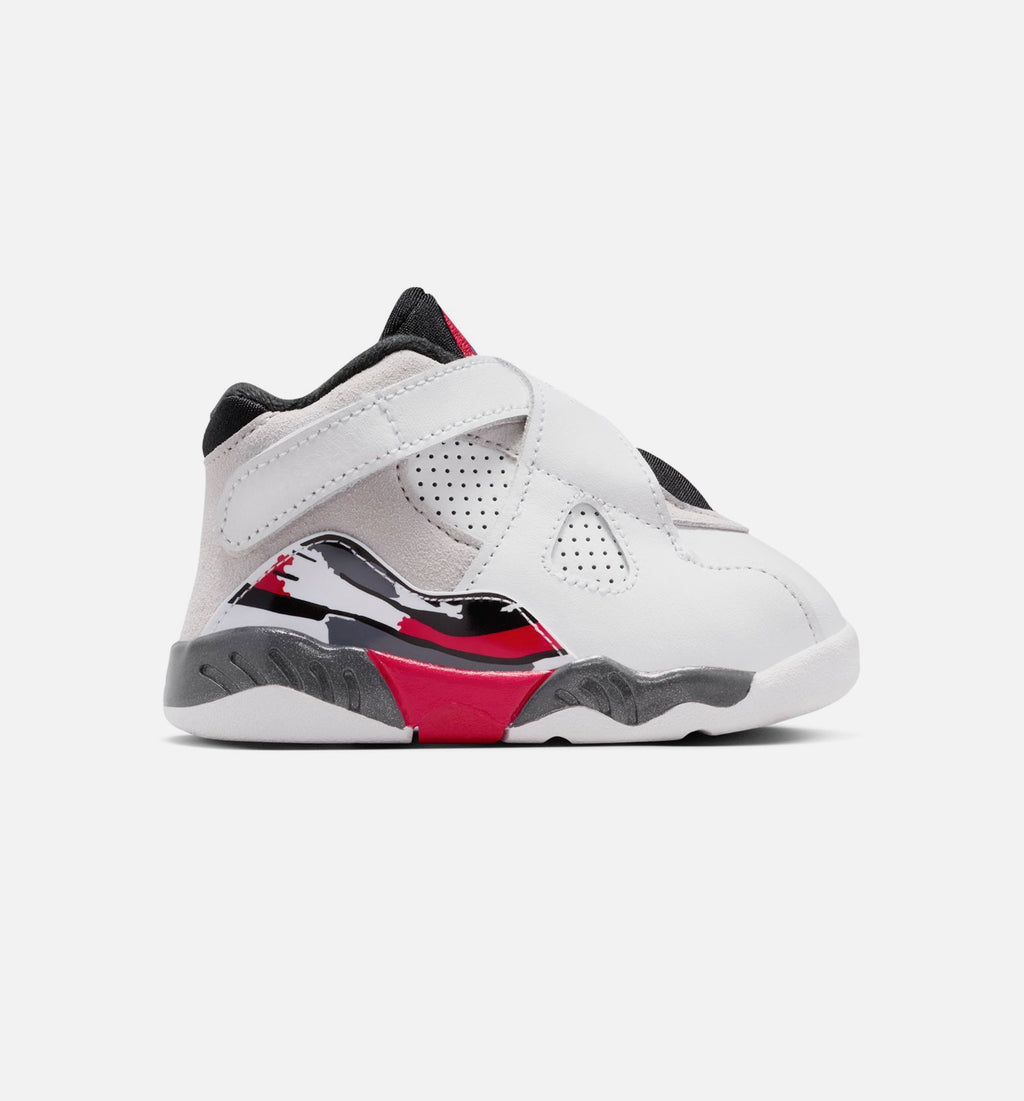Air Jordan 8 Retro White and True Red Baby & Toddler Sneakers - White / Black / True Red