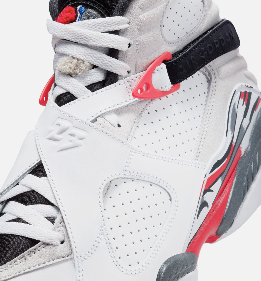 Air Jordan 8 Retro White and True Red Men's Shoes - White/Black/Red