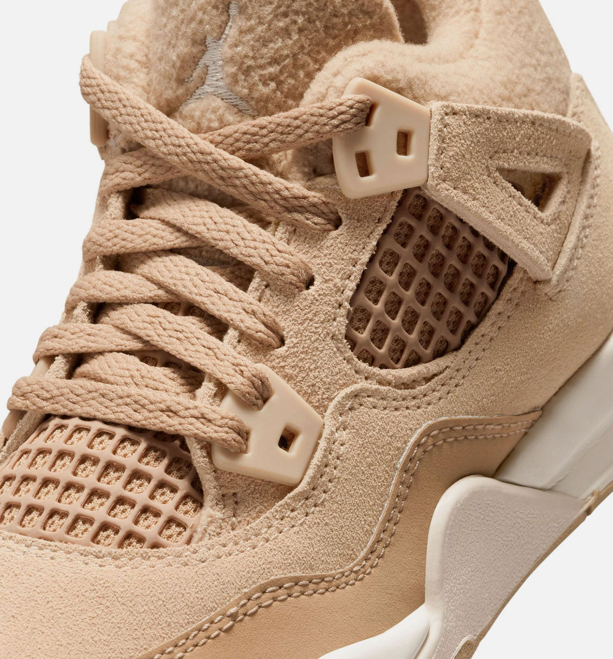 Air Jordan 4 Retro Cozy Girl Preschool Girls' Sneakers - Hemp / Off-White