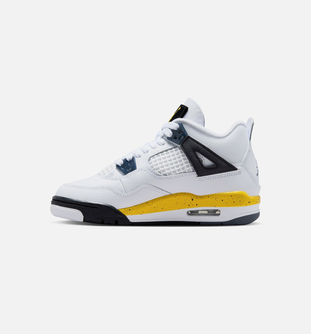Air Jordan 4 Retro Rare Air Tour Yellow | Grade School Lifestyle Shoe | White/Dark Stucco/Black/Tour Yellow