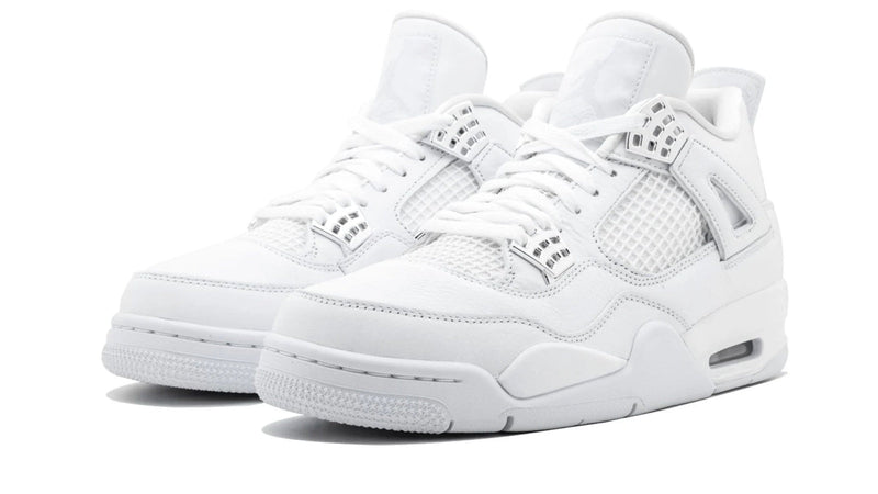 Air Jordan 4 Retro 'Pure Money' – All-White Premium Sneaker with Metallic Silver Accents