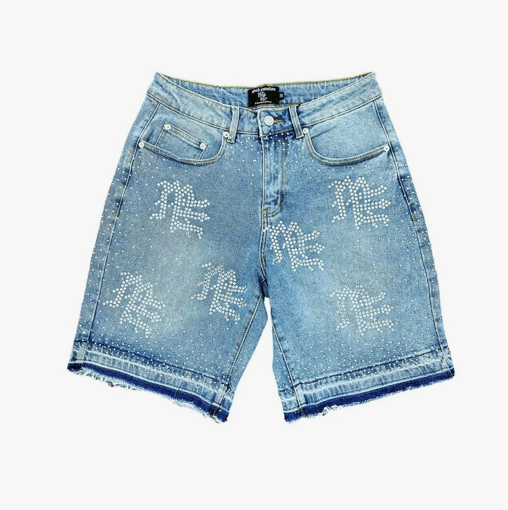 Mixed Emotions Rhinestone Blue Denim Short