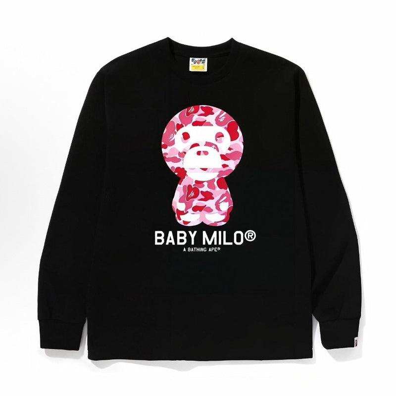Bape Baby Milo Camo Ape Head Graphic Oversized Long Sleeve Tee Street