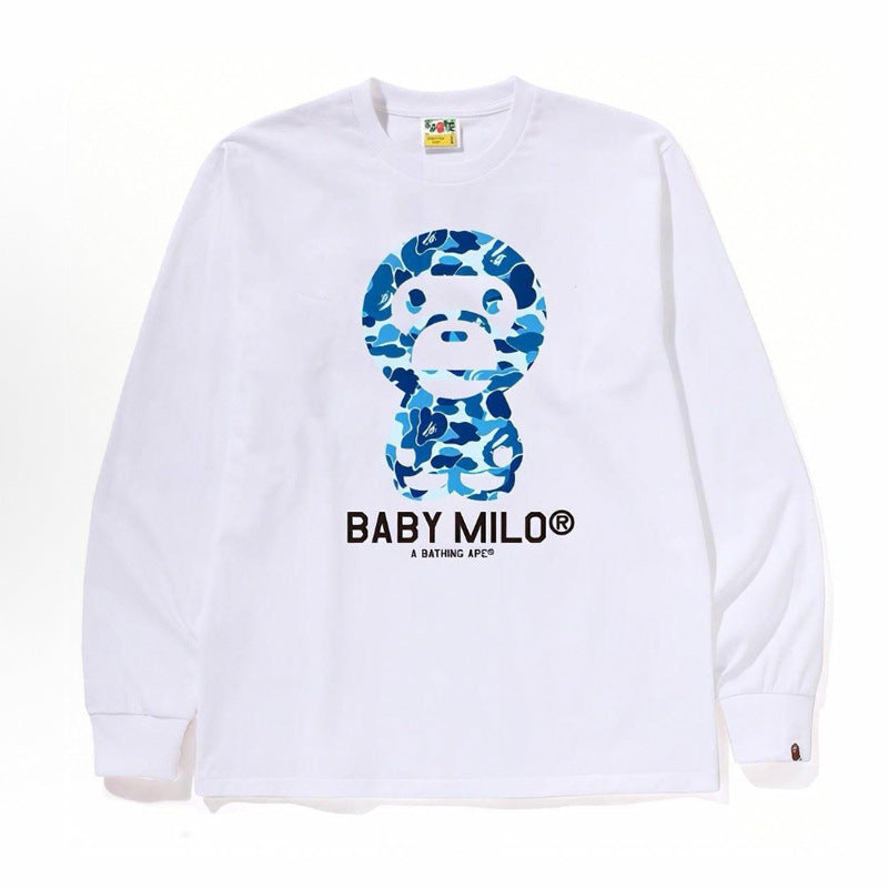 Bape Baby Milo Camo Ape Head Graphic Oversized Long Sleeve Tee Street