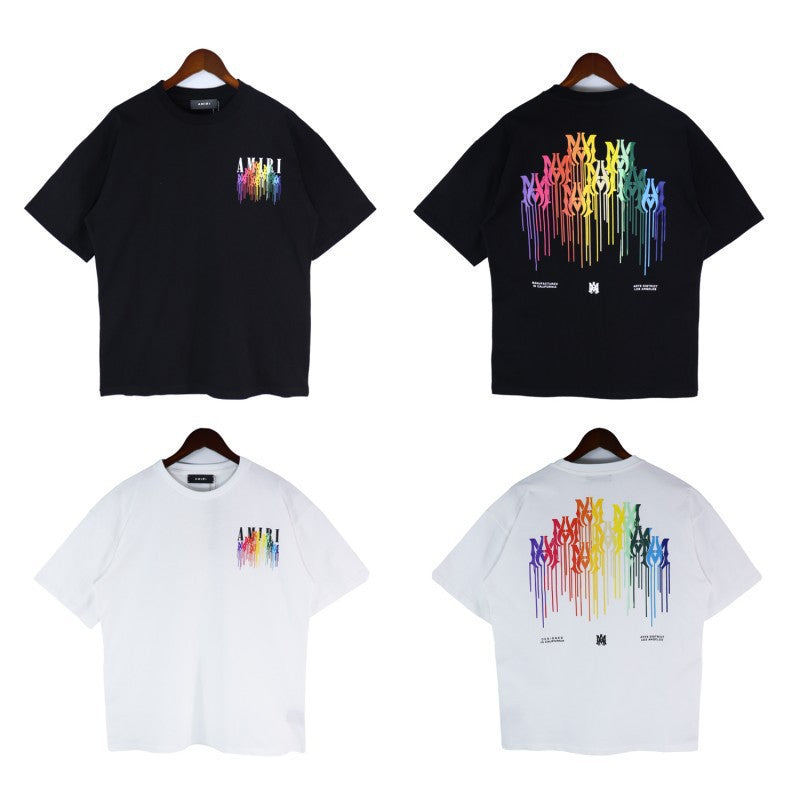 Amiri Multi‑Pattern Letter Graphic Oversized Tee Streetwear Unisex
