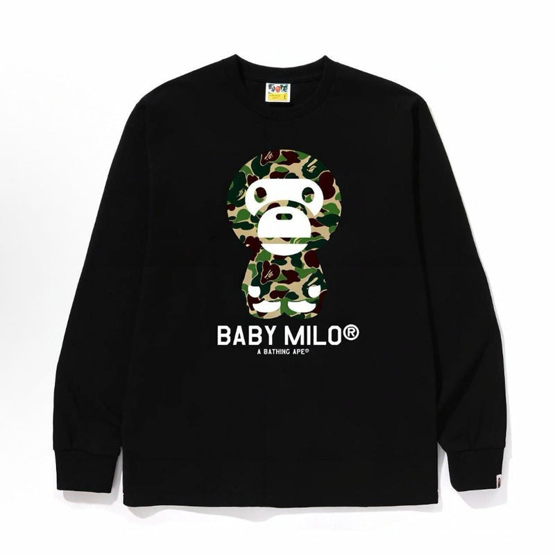 Bape Baby Milo Camo Ape Head Graphic Oversized Long Sleeve Tee Street